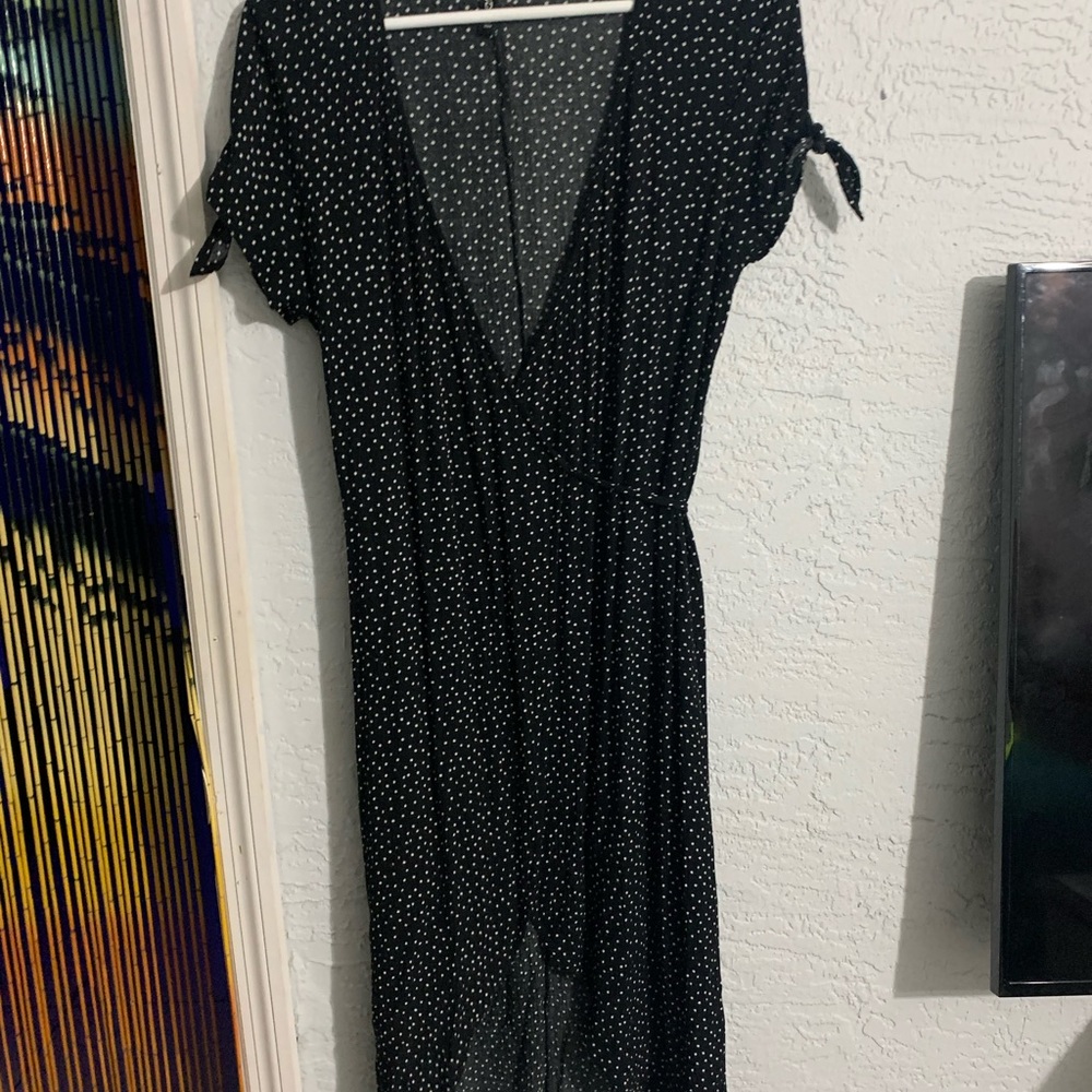 H&M polka dot wrap knee length dress size 8